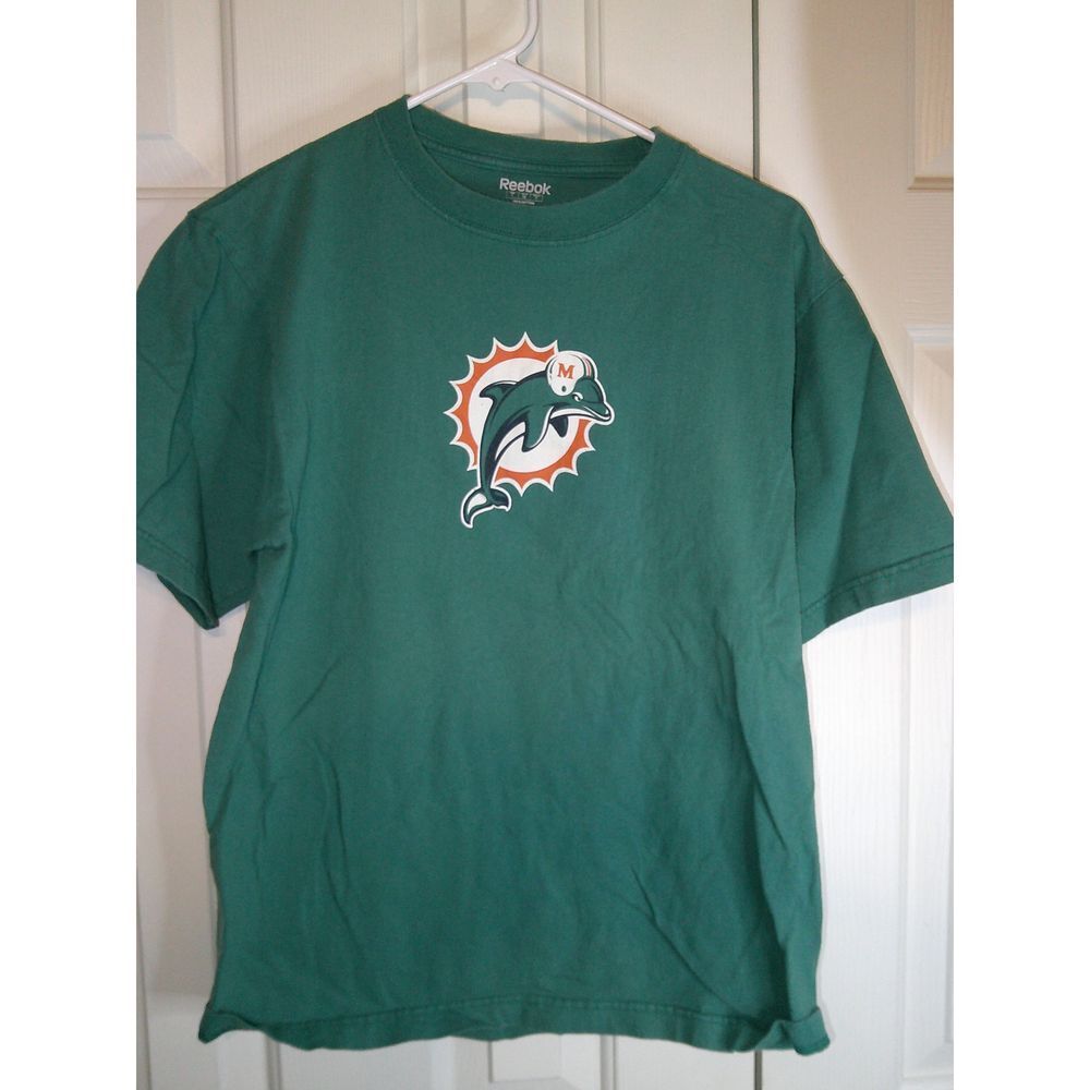 Vintage Reebok Miami Dolphins Henne #7 NFL Football‎ Jersey T-Shirt Green Small